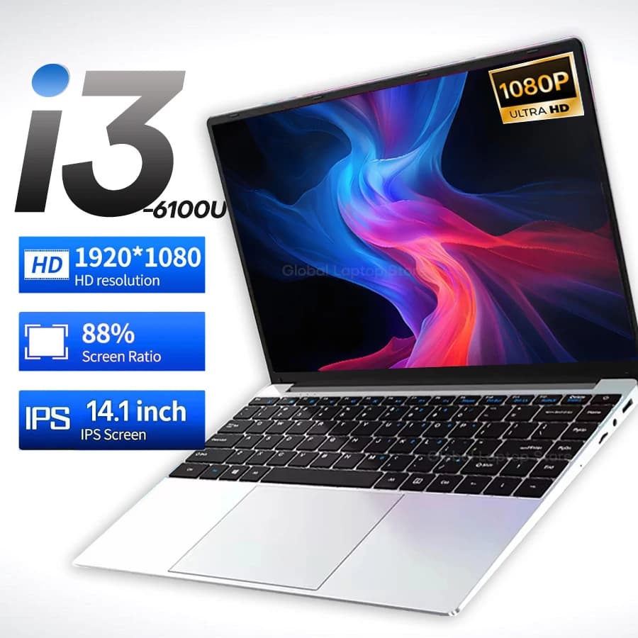 Ordinateur portable de bureau Xiaman 14,1'' Intel Core i3 6100U Windows 11 16 Go DDR 1 To 2 To SSD Débloqué PC portable Écran FHD