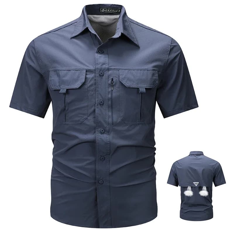 Chemise d'été à manches courtes pour hommes, chemise de travail tactique respirante, hauts d'extérieur décontractés, séchage rapide,