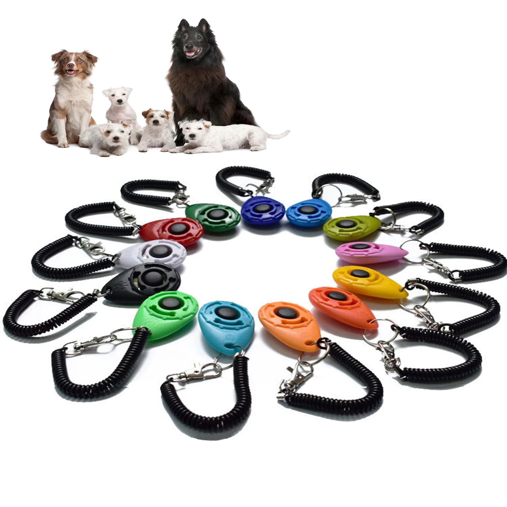 Clicker d'entraînement pour chiens et chats, en plastique, nouveaux chiens, outils d'aide à l'entraînement, dragonne réglable, porte-clés sonore,
