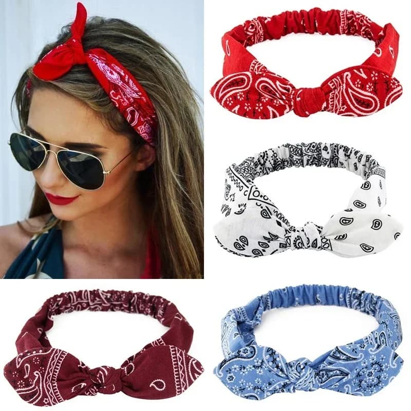 Bandeau Élastique à Nœud Croisé Imprimé Doux et Solide, Vintage pour Femme, Turban, Bandana de Style Boho, Accessoires de Cheveux pour Fille,