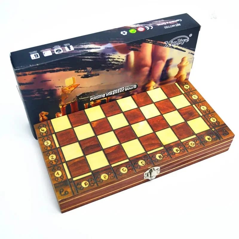Jeu de dames de Backgammon magnétique d'échecs, jeu de société pliable 3 en 1, échecs International sur route, choard pliant, divertissement