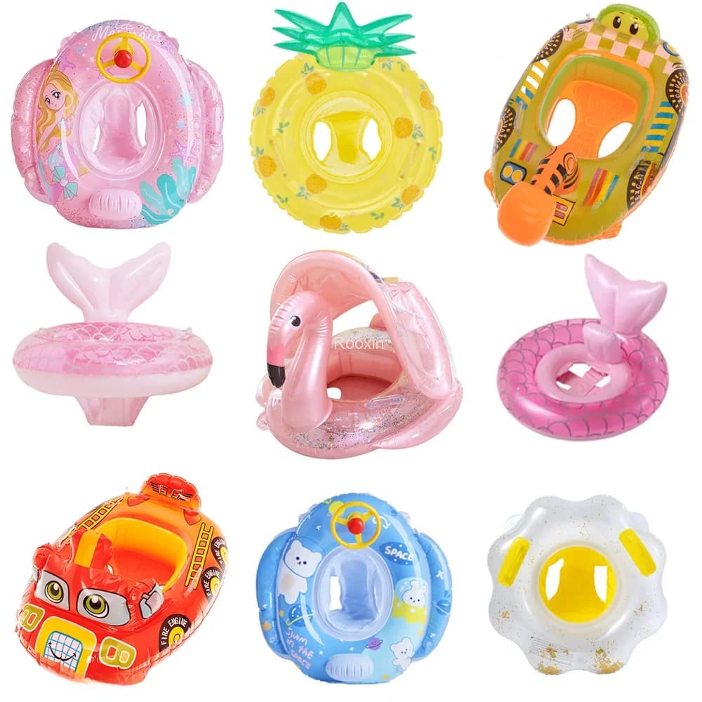 Rooxin flamant cercle de natation bébé infantile flotteur piscine anneau de natation avec parasol siège flottant été plage piscine fête jouets