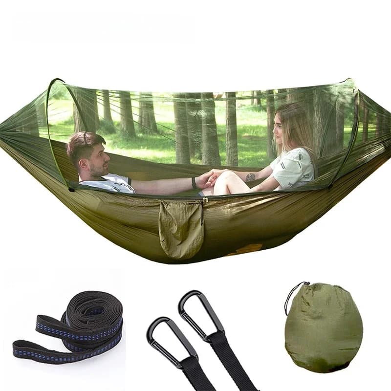 WESTTUNE hamac de Camping en plein air avec moustiquaire hamacs suspendus à ouverture rapide automatique tissu suspendu lit balançoire de couchage