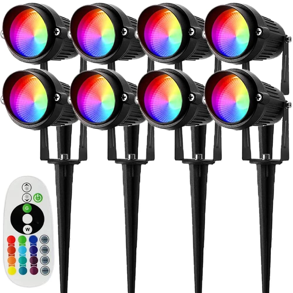 LED lampe à gazon lumière de jardin extérieure 10W RGB IP65 étanche pointe projecteur éclairage paysager pour cour chemin arbre sol 12V 220V