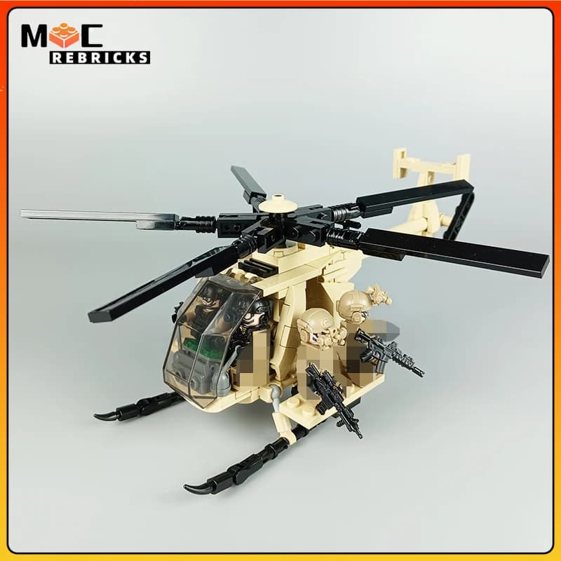 WW II Série Militaire Nouvelle MH-6 Petits Oiseaux Hélicoptères Avec Soldes MOC décennie s De Construction Avion Présentoir Briques Jouets