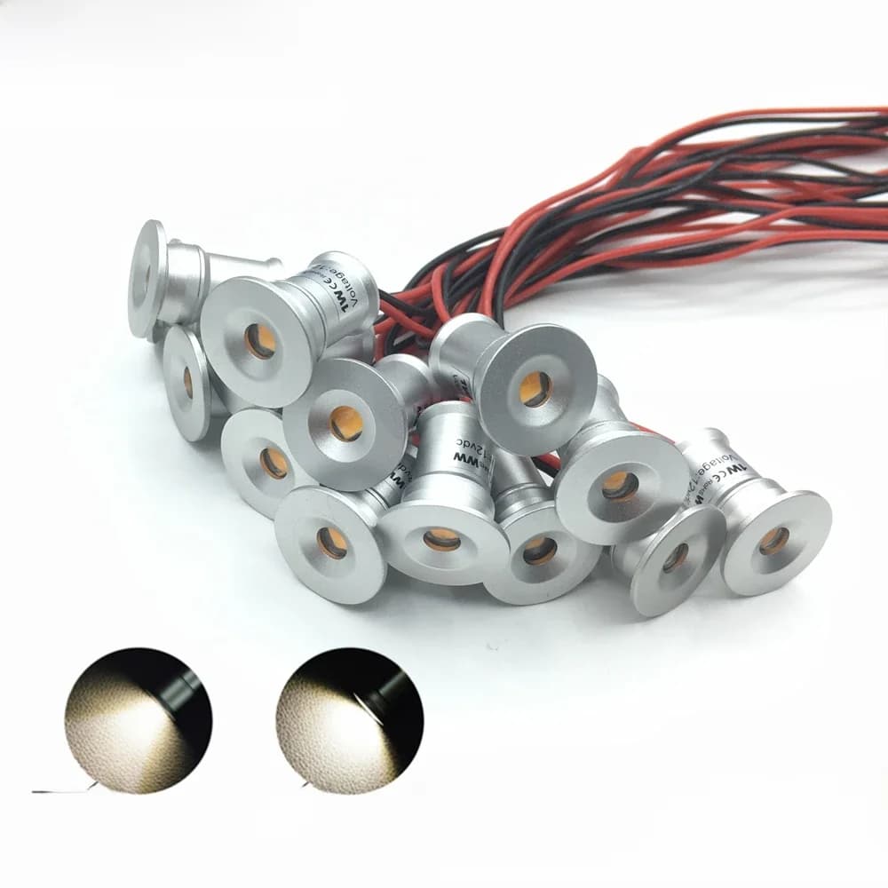 Mini LED 12V encastré plafonniers 1W projecteur à intensité variable noir blanc vitrine chambre fête KTV DJ bricolage escaliers spots