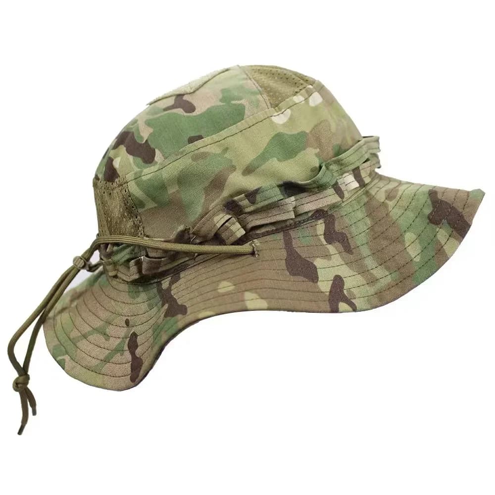 Nouveau 2026 Casquette Bob Camouflage Multicam avec Poche Carrée pour Passionnés de Tactique, Chapeau de Soleil pour Pêche, Randonnée et
