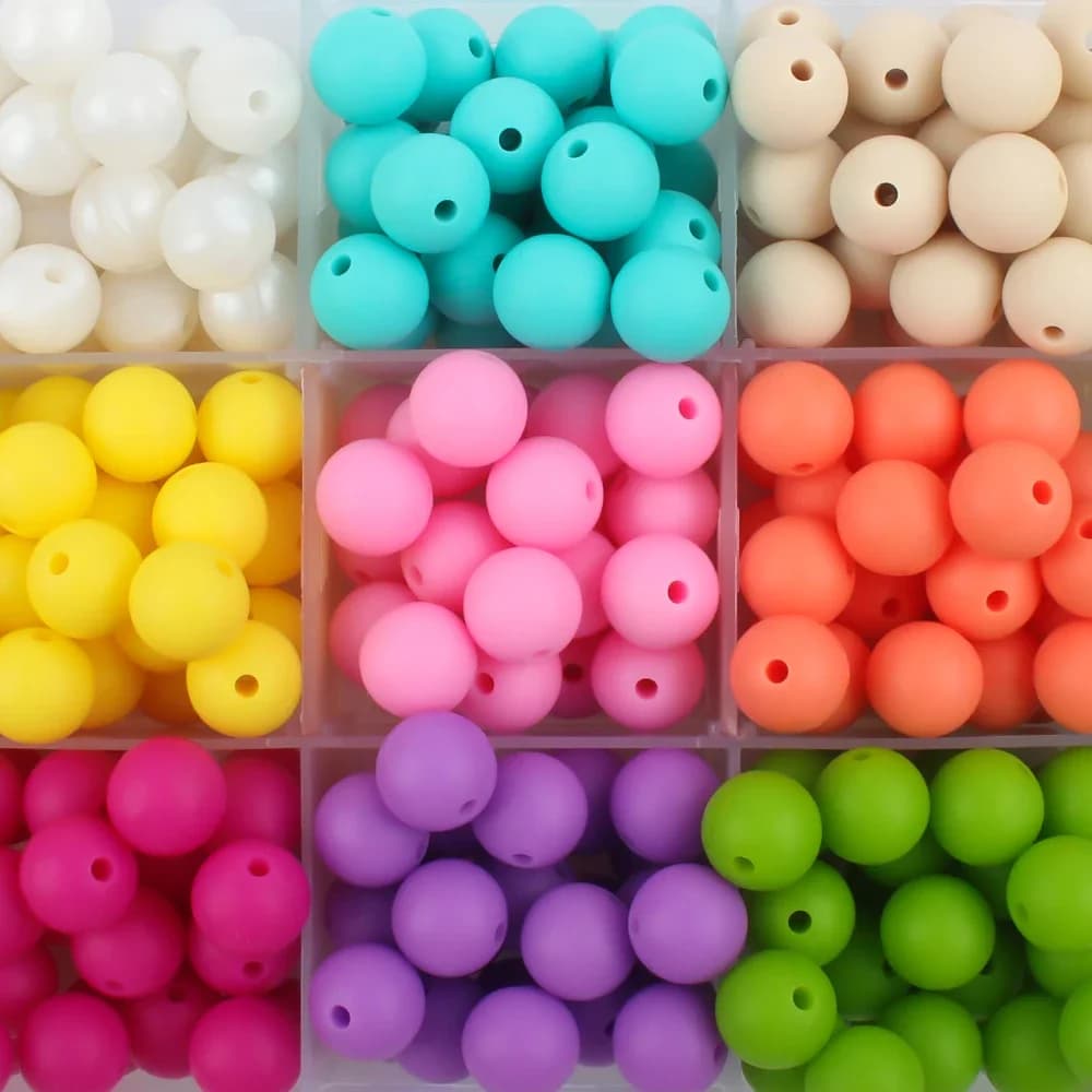 20/50/100 pièces perles de Silicone 12MM perles focales rondes en vrac pour la fabrication de bijoux collier à faire soi-même stylo perlé