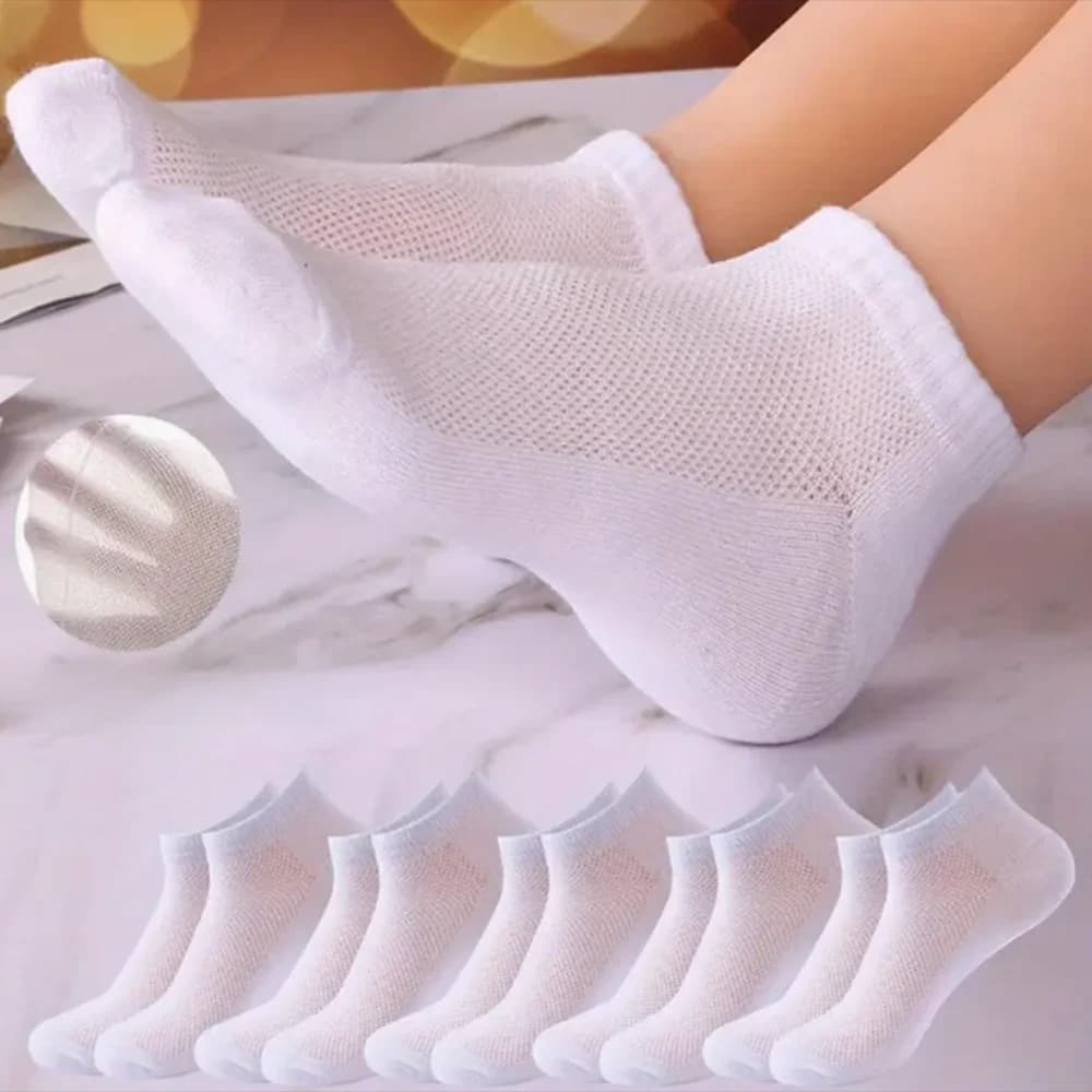 5/10 paires femmes été maille cheville athlétique chaussettes de course noir & blanc & gris mince coupe basse chaussettes respirant No Show sport