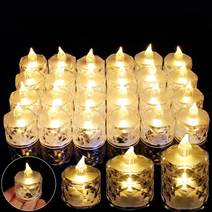 24/12/6 Pack LED bougie en cristal sans flamme bougie électronique lampe de nuit rencontres fête vacances maison décoration de mariage