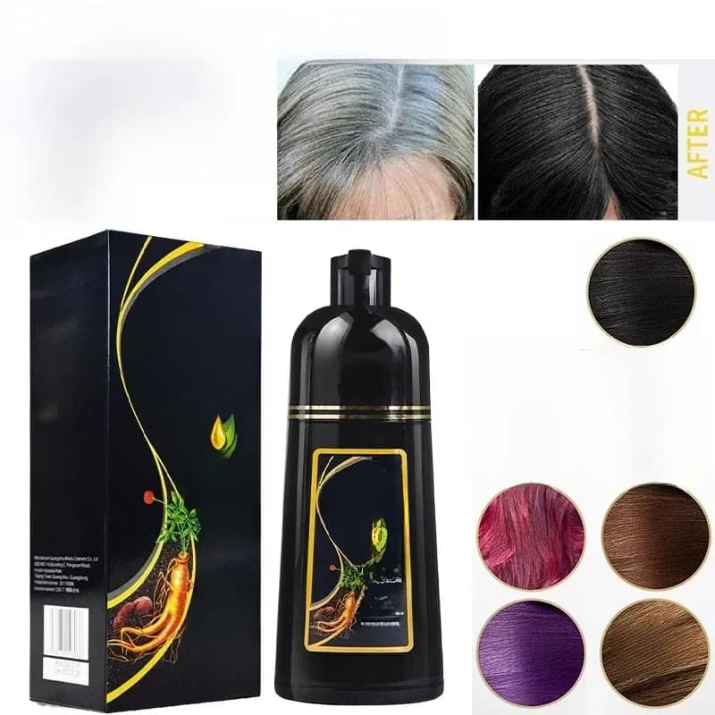 Shampooing colorant pour cheveux 3 en 1 pour femme, coloration instantanée des cheveux gris à noir, polygonum multithorum, coloration naturelle,