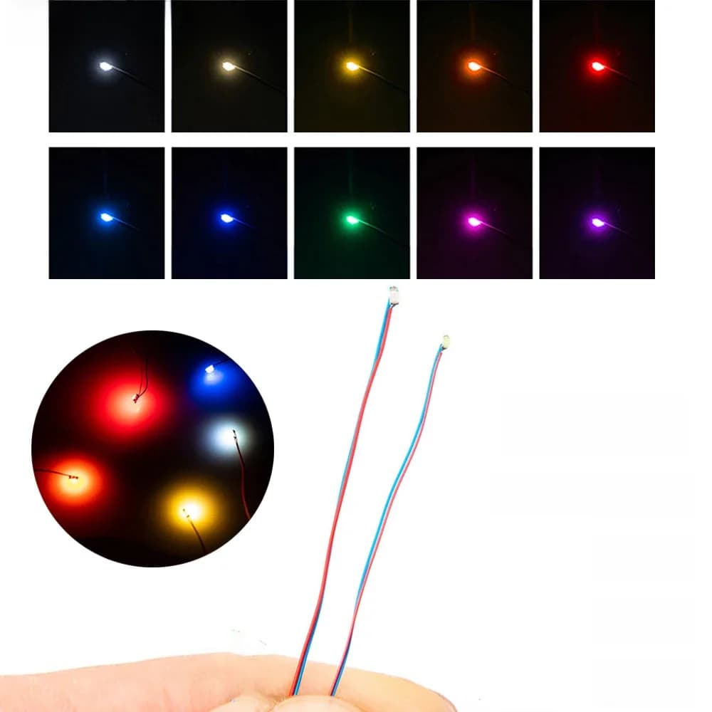 50 pièces/sac 0402 0603 0805 1206 SMD lampe filaire Micro Litz Led puce pré-soudée filaire 30cm 3V bricolage modèles ferroviaires scènes jouet