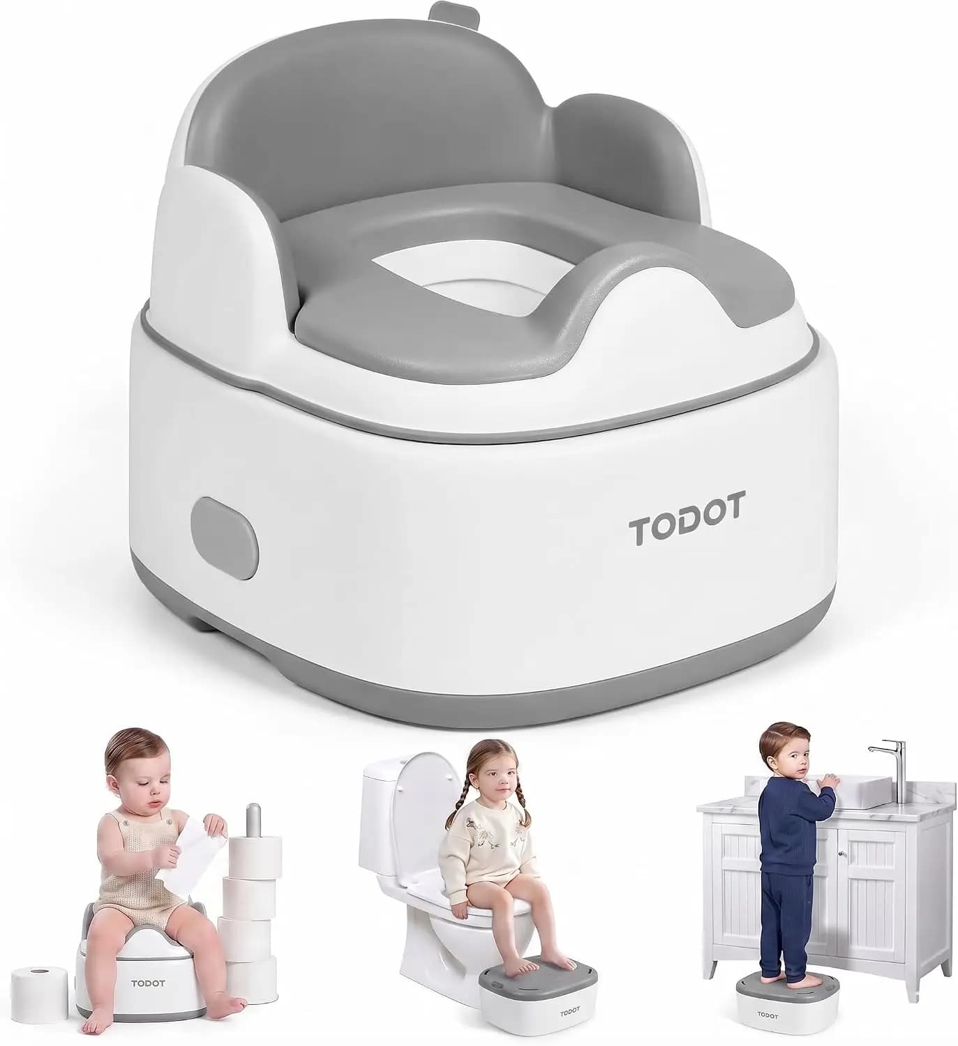 Pot Bébé Toilette 3 en 1, Potty Apprentissage De La Propreté, Pot Bébé + Réducteur WC + Marchepied Antidérapant, Multifonction pour Enfant Dès