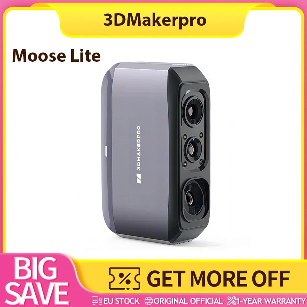 Scanner 3D 3DMakerpro Moose Lite, source de lumière NIR, caméra couleur 24 bits, suivi visuel par IA, précision de 0,05 mm, résolution de 0,10 mm