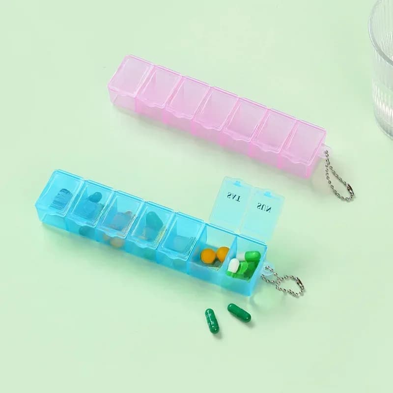 Mini boîte à pilules, organiseur de médicaments pour 7 jours, boîte de rangement hebdomadaire pour comprimés, vitamines, huiles de poisson