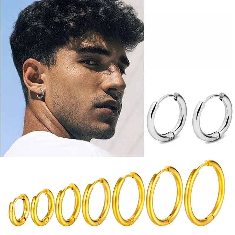 1 paire de boucles d'oreilles en acier inoxydable pour femmes et hommes, petites boucles d'oreilles couleur or, bijoux pour filles, Pendientes Mujer