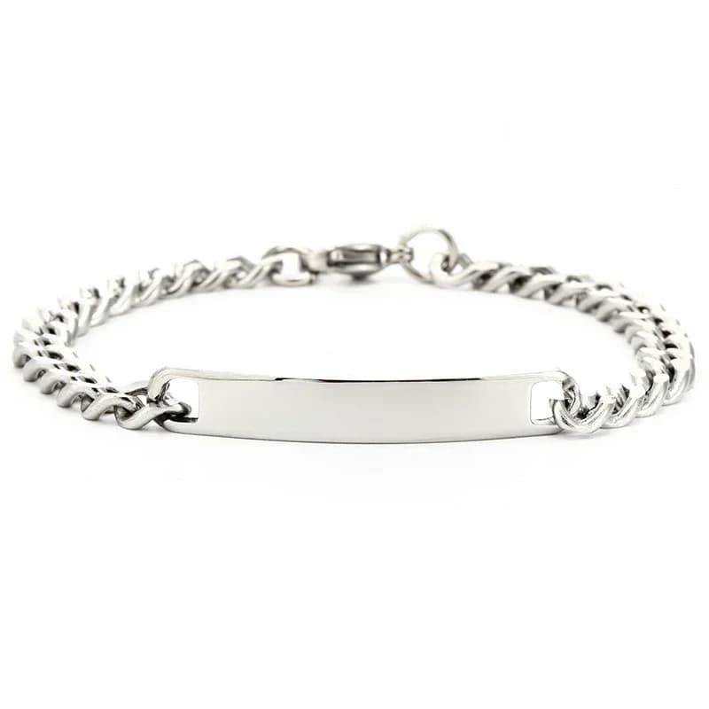 Bracelet en Acier Inoxydable avec Logo Personnalisé et Nom Gravé, Bijou d'Identité pour Homme et Femme, Livraison Directe