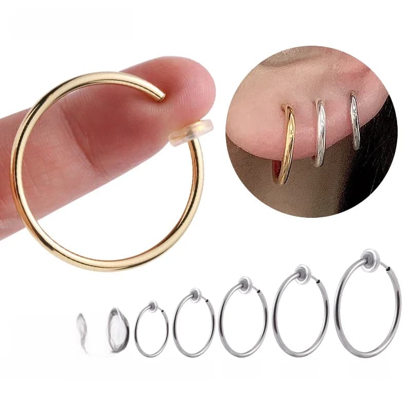 1 paire de fausses boucles d'oreilles pour hommes, sans perçage, Clip d'oreille sur boucles d'oreilles pour femmes, 2025, sans Piercing, sans trou