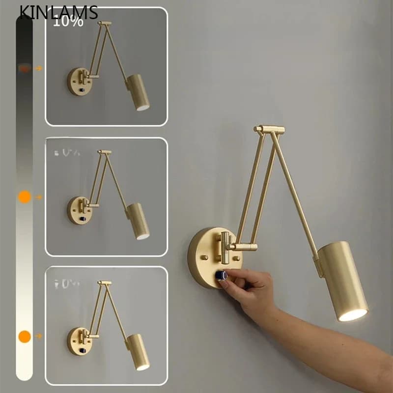 Applique murale Led à intensité variable, lampe de chevet pour chambre à coucher, interrupteur télescopique pliable, moderne et créatif,