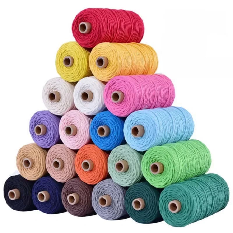 Cordon en coton coloré torsadé 3 mm 100 % fait main pour décoration bohème, fil de macramé, fournitures de bricolage pour la maison et les
