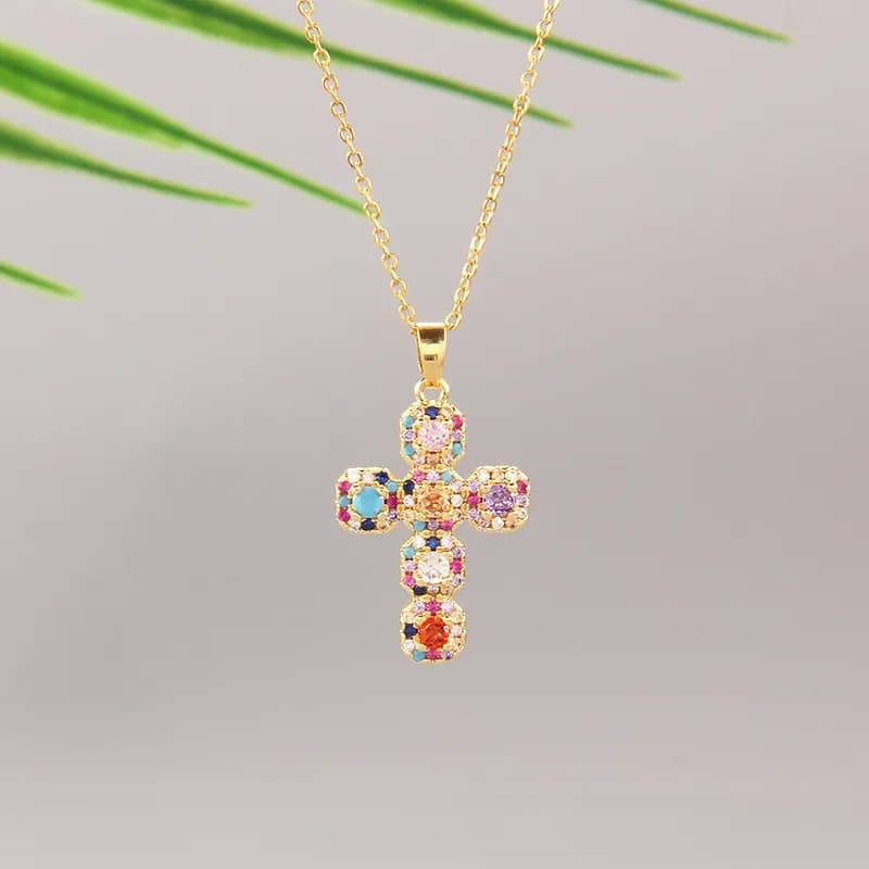 Collier de luxe avec pendentif croix en Zircon, en acier inoxydable, Design classique, ras du cou géométrique, bijoux cadeaux de fête pour femmes