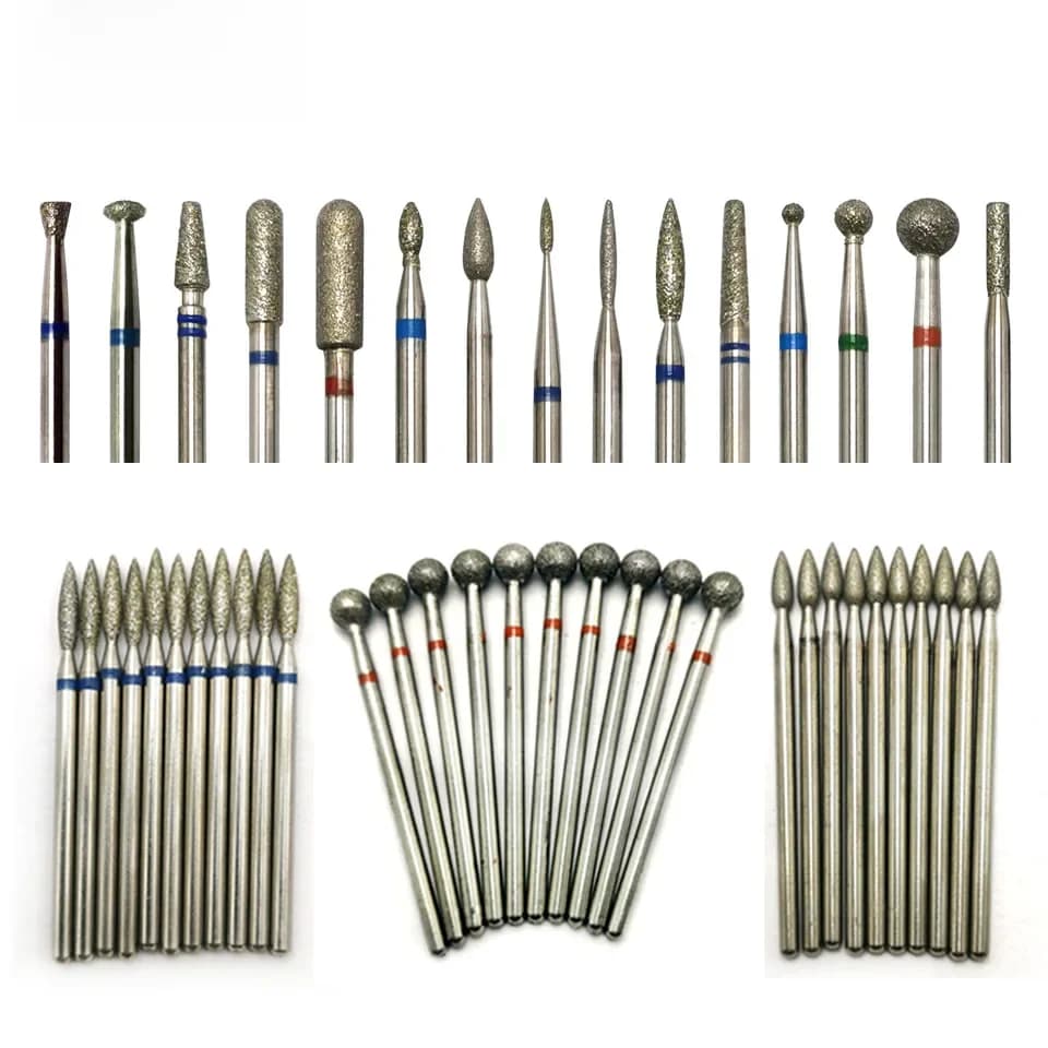 HYTOOS 10 pièces/ensemble forets à ongles fraises diamantées pour manucure fraise à cuticules pour pédicure ongles accessoires outils