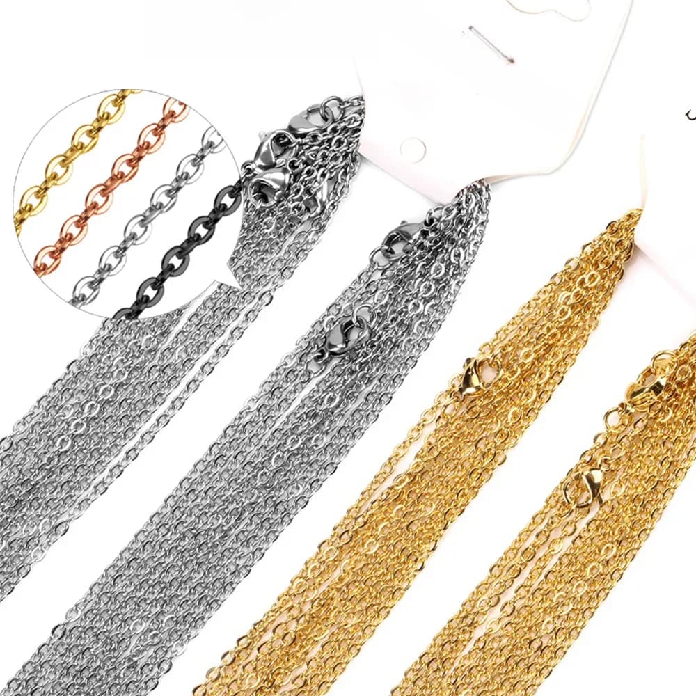 Luxusteel 10 pièces/lot chaînes en acier inoxydable 2mm/1mm forme O Rolo lien cubain Long collier pour femmes pendentif bijoux à bricoler soi-même
