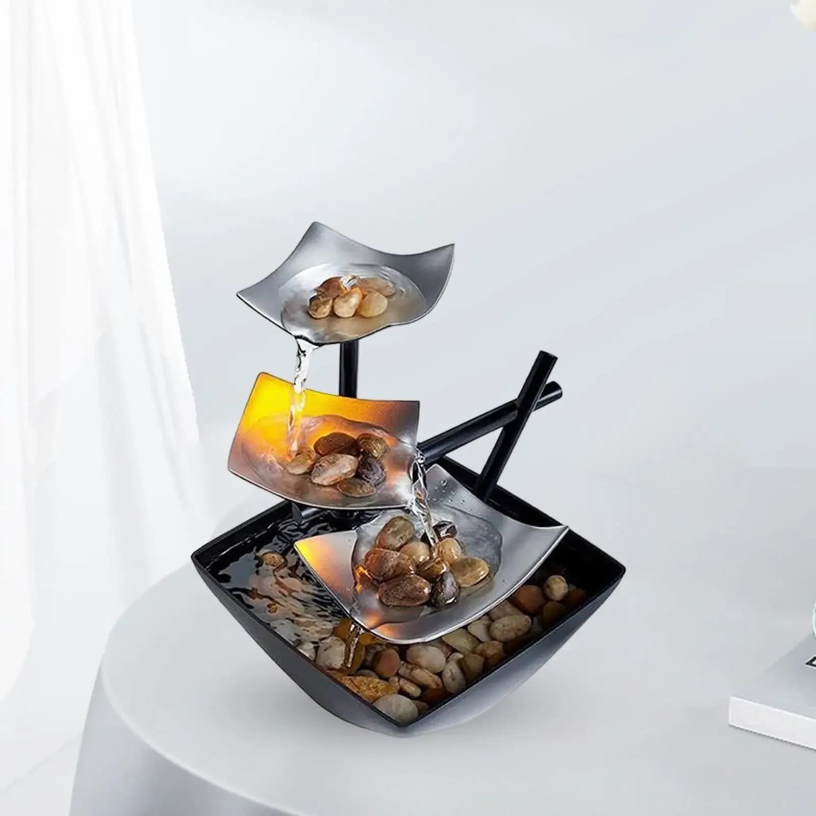 Brittop-Fontaine d'Eau Minimaliste, Bureau d'Eau, Fontaine de Cascade d'Nik, USB, Feng Shui, Décoration de la Maison