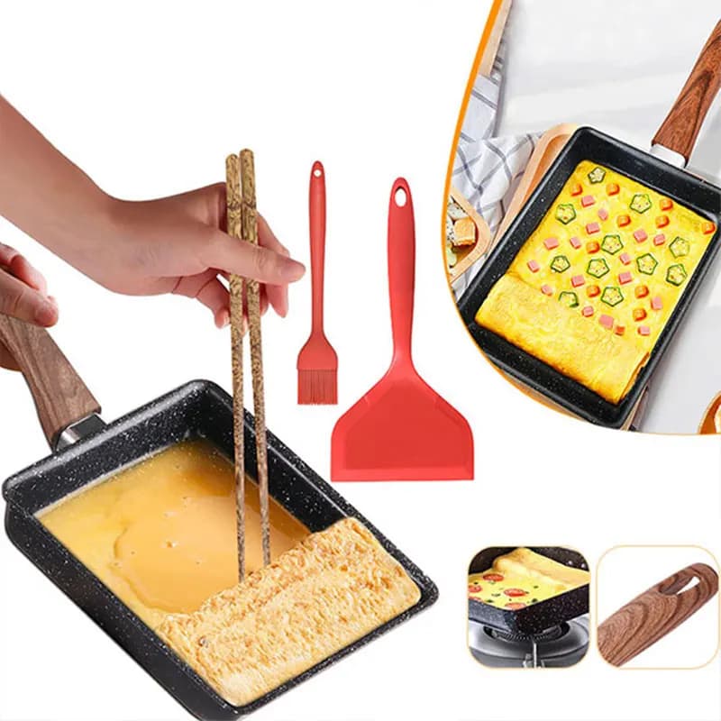 Tamagoyaki poêle à Omelette japonaise poêle à œufs antiadhésive poêle rectangulaire Tamago petite poêle à œufs avec outils de cuisine