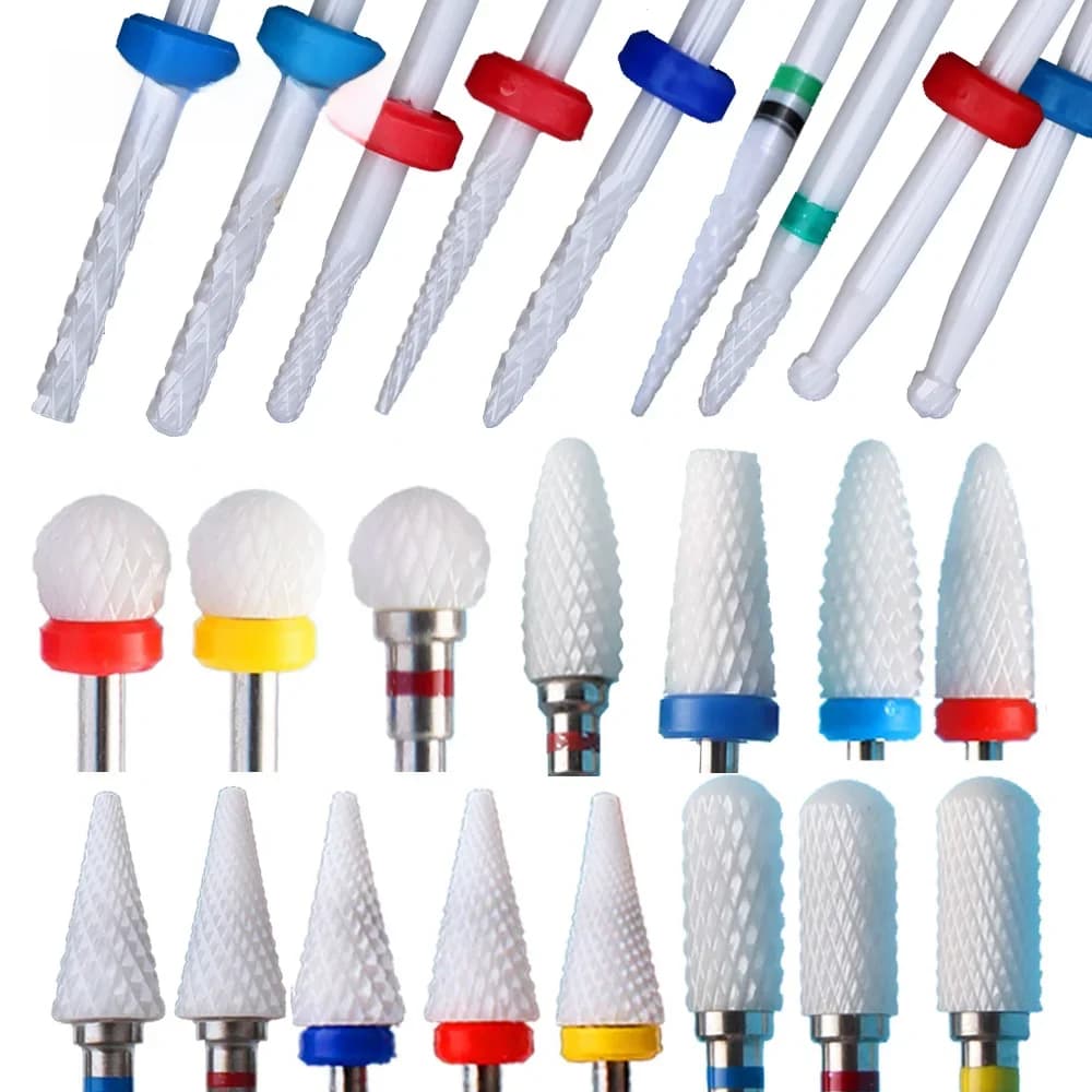 Forets à ongles fraises en céramique de flamme pour manucure électrique pédicure forets à ongles Gel dissolvant de vernis fichiers bavure