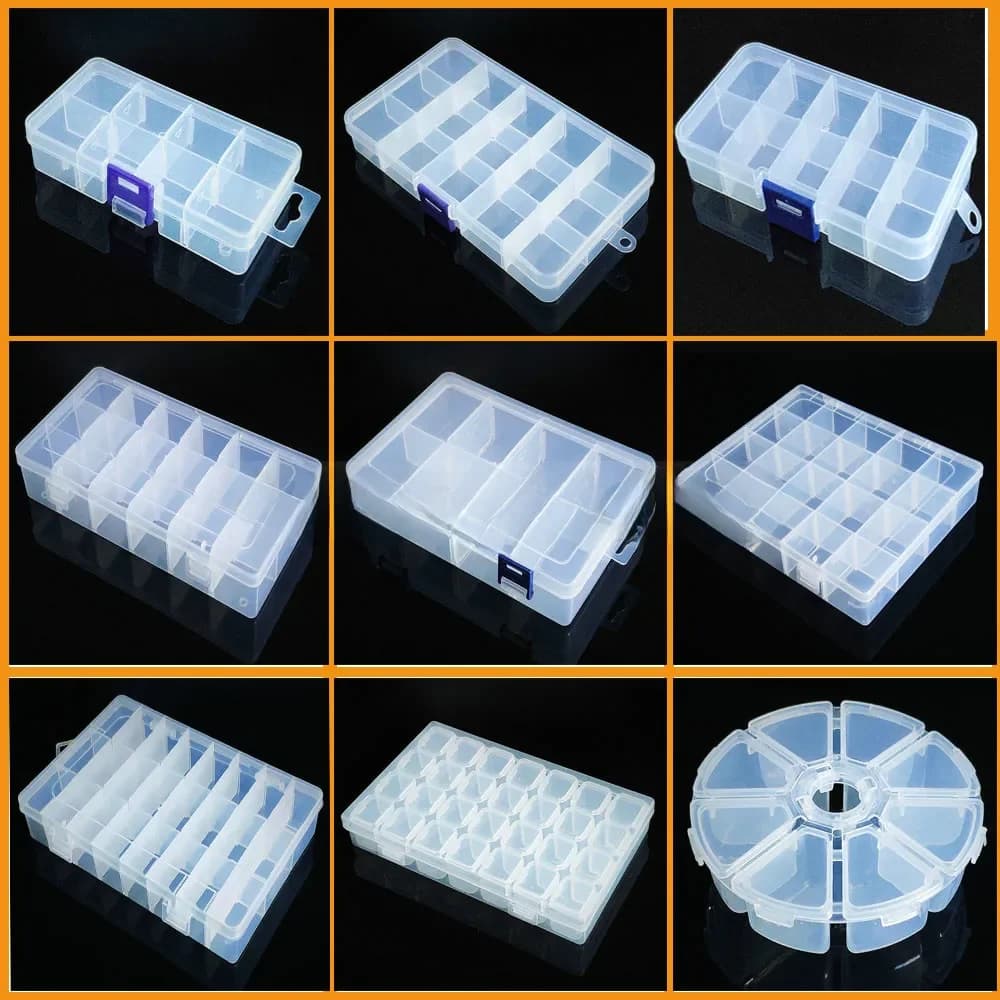 Boîte en plastique transparente, compartiment à vis, présentoir de bijoux, boucles d'oreilles, conteneur, organisateur de Terminal Transparent,