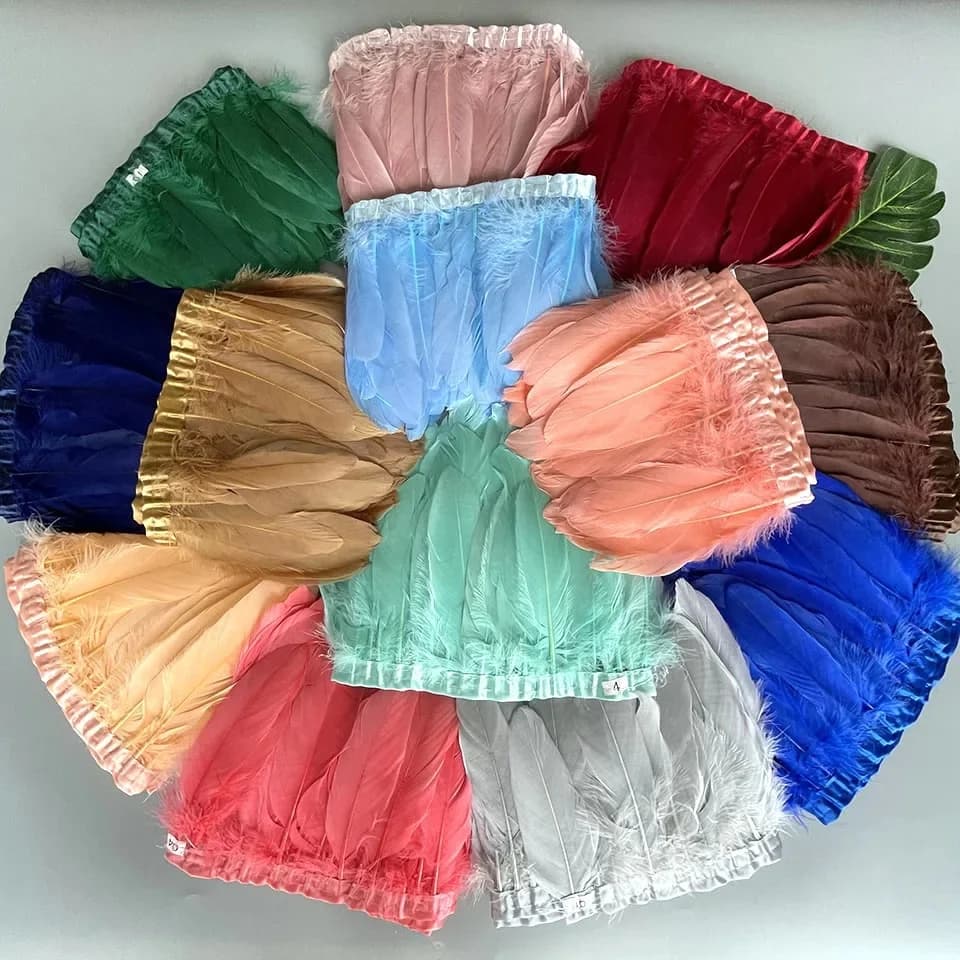 Frange d'habillage de plumes d'oie naturelles 15-20cm, pour travaux d'aiguille, couture de vêtements, coupe de Plume, bricolage, plumes de mariage