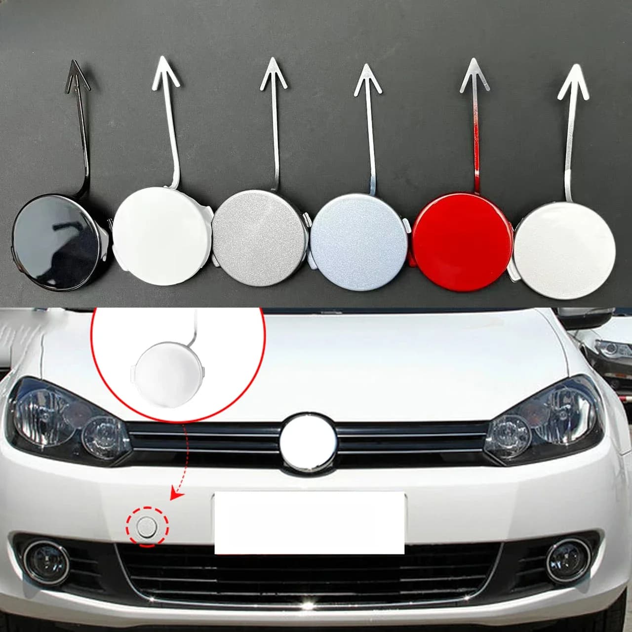 Couvercle d'attelage de remorque de pare-chocs avant, couvercle de crochet de Traction 5K0 807 241 5K pour VW Golf 6 MK6 2009 – 2013 0807241