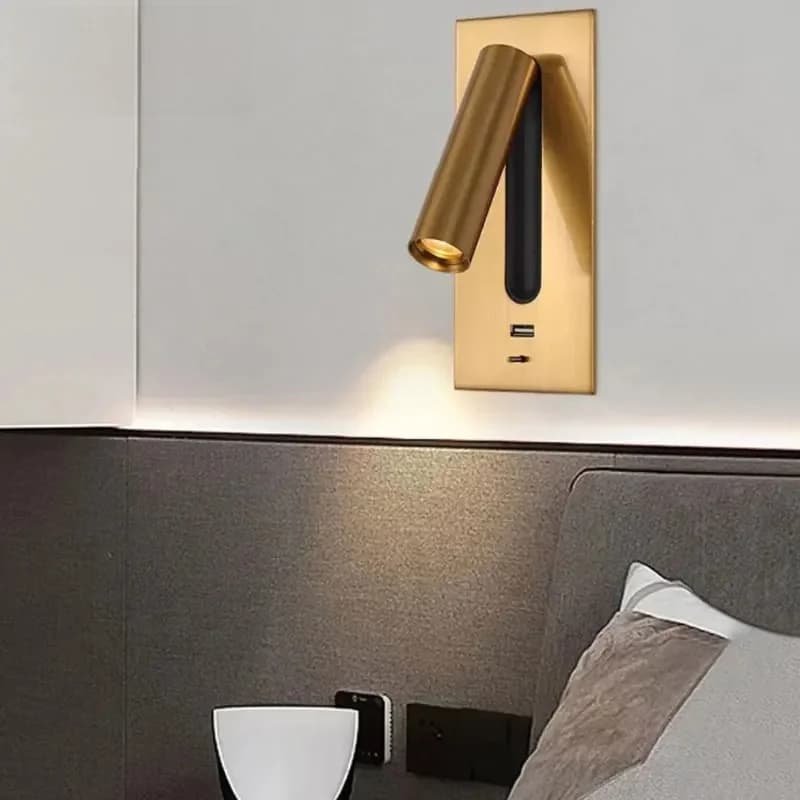 Applique murale rétro-éclairé 3W, chargeur USB, Rotation à 350 degrés, réglable, pour hôtel, chambre à coucher, chevet, lecture, luminaires