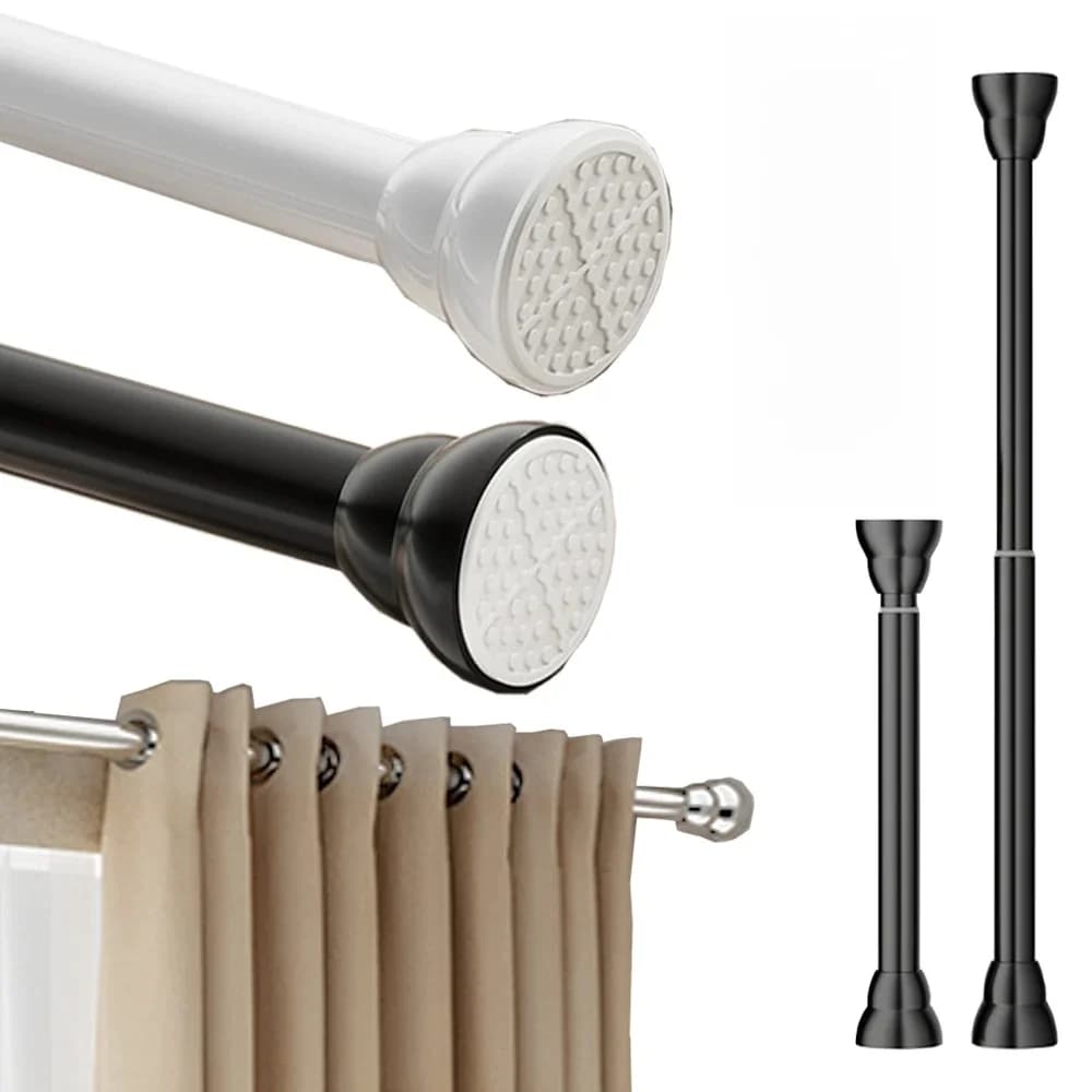 Séchoir à linge télescopique réglable en acier inoxydable de 70-280 cm sans perçage, tringle à rideau pour balcon et salle de bain