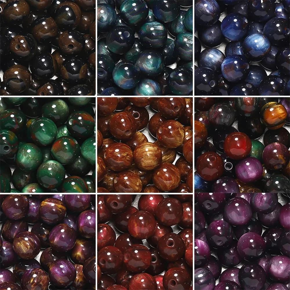 20-50 pcs/lot paillettes Mitation oeil de chat perles rondes en résine perles en vrac pour bricolage collier à breloques Bracelet résultats de