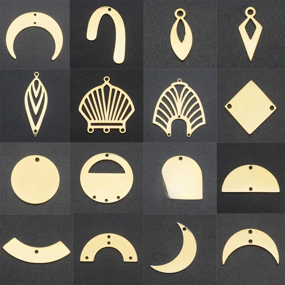 Lot de 10 connecteurs de fabrication de boucles d'oreilles DIY en acier inoxydable 316 couleur or, breloques géométriques, pendentifs, bijoux en