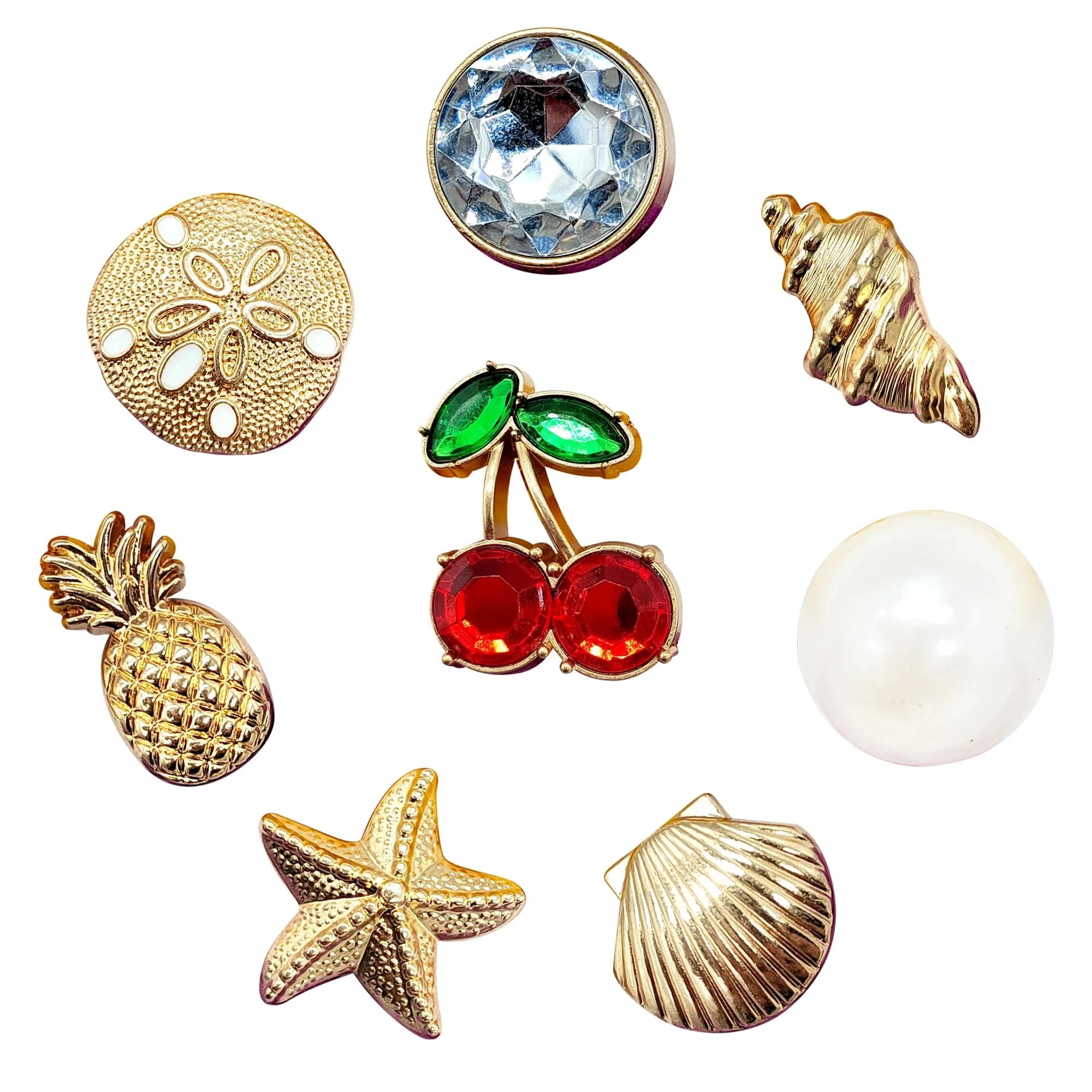 Breloques de chaussures en métal conque cerise, 1 pièce, pour sabots, accessoires, sandales, décoration de chaussures de jardin, boucles, épingles