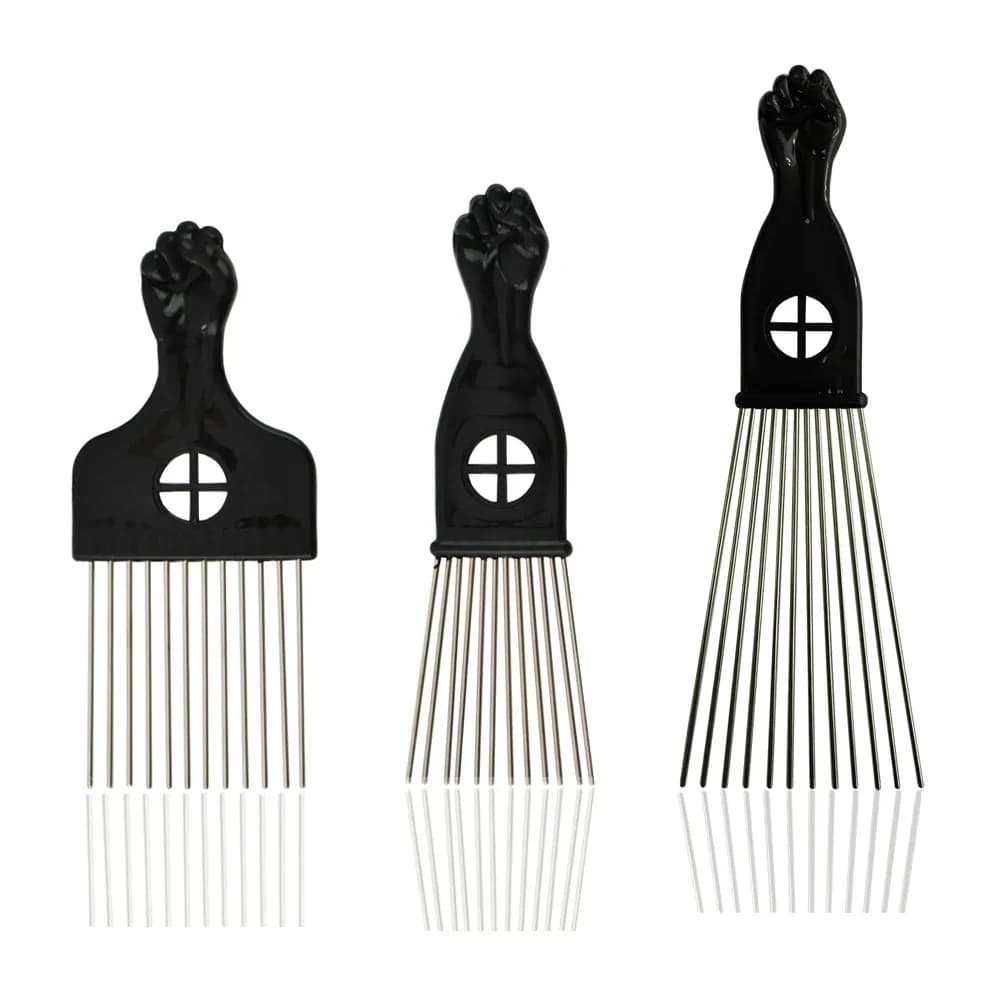 Peigne à cheveux afro-américain en métal noir, peigne à cheveux pour outil de coiffure, Salon de coiffure, Salon de coiffure