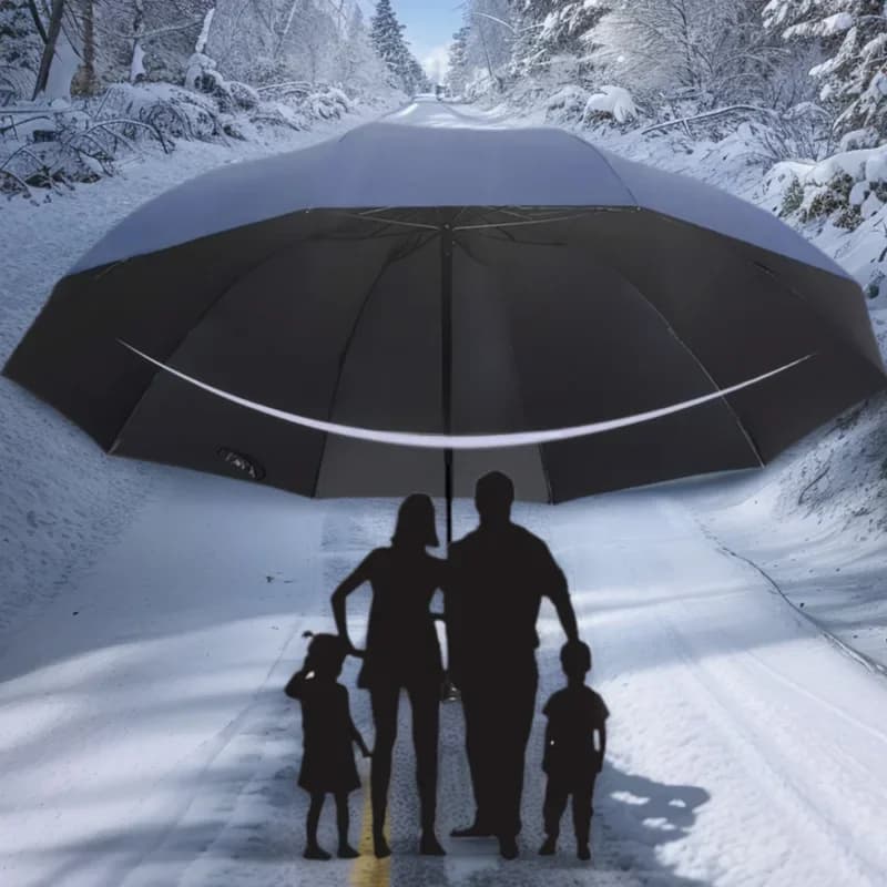 Parapluie pliant surdimensionné de 130CM, coupe-vent et imperméable, grand parasol de soleil et de pluie pour voyage et usage familial
