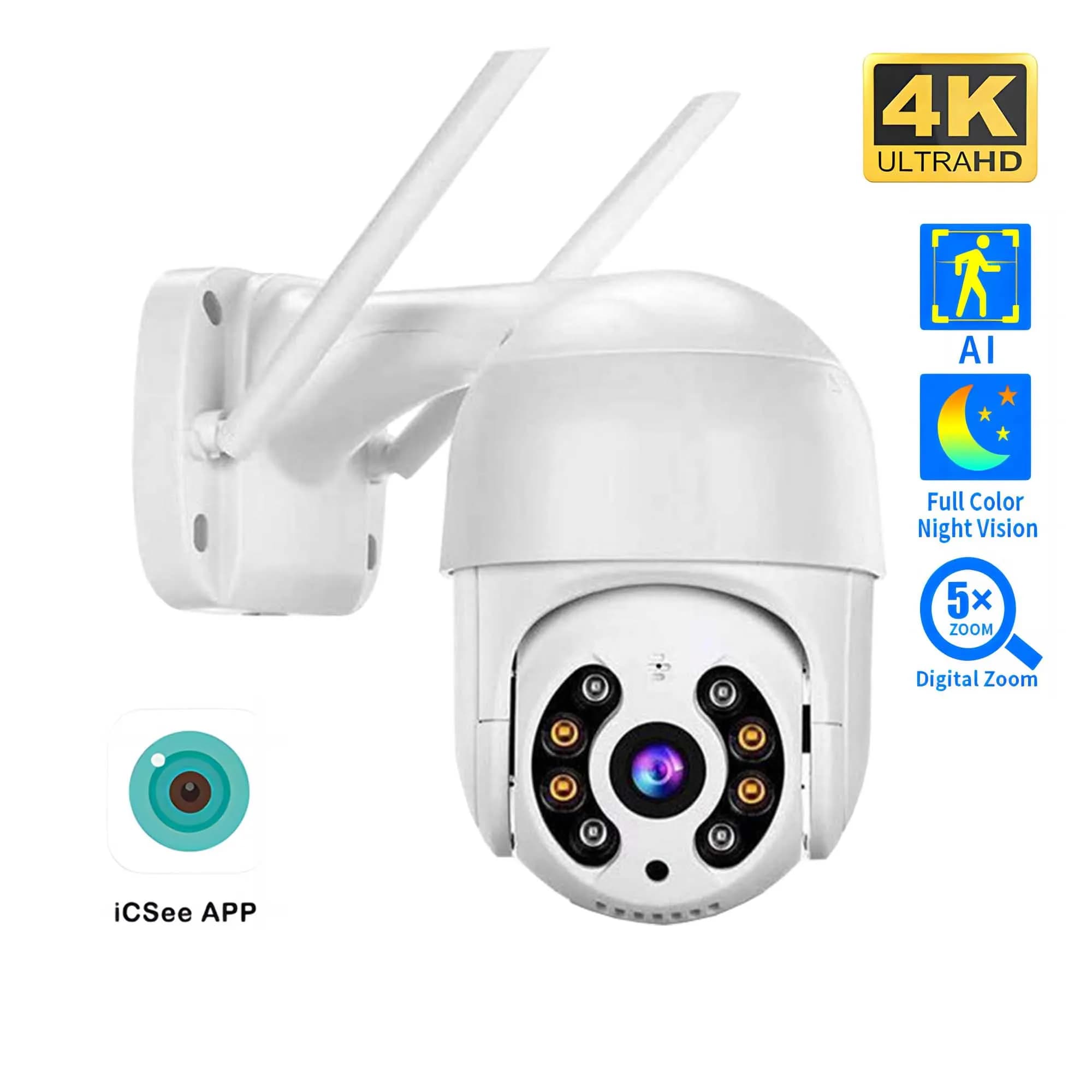 Caméra PTZ sans fil 8mp 4K HD 1080P Vision nocturne en couleur caméra IP Wifi pour l'extérieur H.265 5MP Ai suivi automatique caméra de