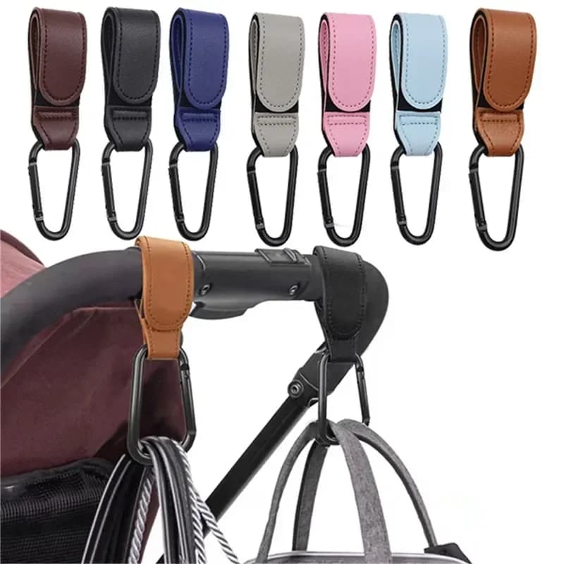 Crochet de poussette en cuir PU pour landau, rotation à 360 degrés, organisateur de chariot, crochet de landau, accessoires de poussette, 1/2