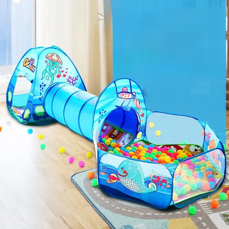 Tente de Camping Portable 3 en 1 pour enfants, jouets, piscine à balles pour enfants, maison de jeu, Tunnel rampant, tentes Pop-up extérieures