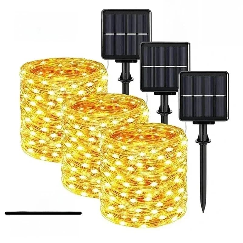 7m/12m/22m/32m LED lumière solaire extérieure jardin fée chaîne lumière LED scintillant lampe étanche pour noël Patio arbre fête