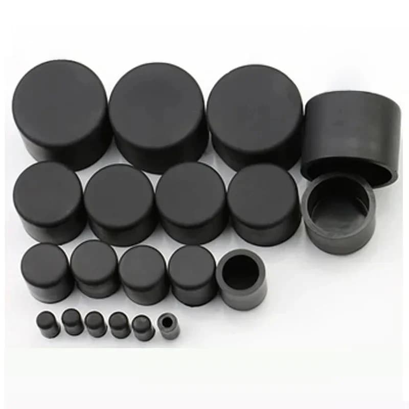 Bouchon d'insertion de tuyau rond en caoutchouc de silicone noir, bouchon de banc anti-poussière, couvercle d'extrémité de tuyau en acier, 3-80mm,