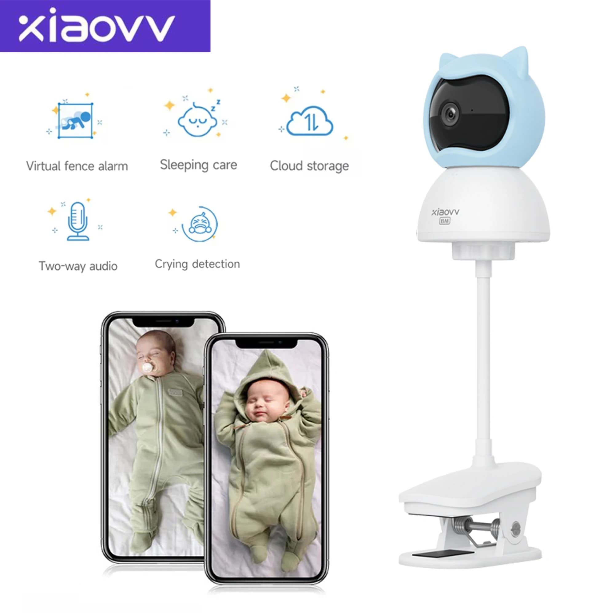 4MP WiFi xiaovv intérieur bébé moniteur bidirectionnel Audio détection de mouvement Vision nocturne bébé caméra pour la sécurité à la maison
