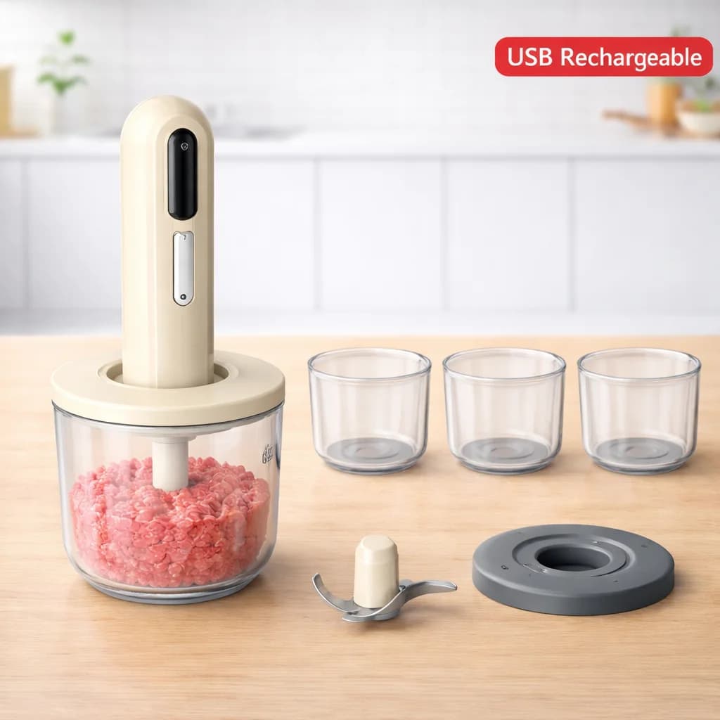 Hachoir à viande électrique sans fil en acier inoxydable, robot culinaire multifonctionnel, mixeur pour ail, légumes, aliments pour bébés