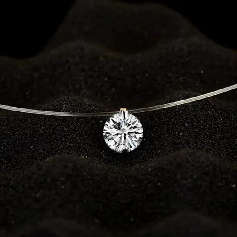 Collier pendentif en cristal brillant pour dames, ligne de pêche transparente, bijoux invisibles, tour de cou de clavicule, mode