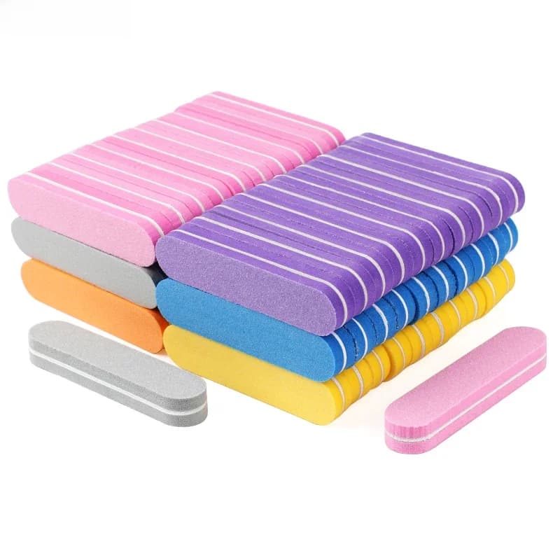 50 pièces mélange de couleurs Mini lime à ongles tampons éponge 100/180 grain Double face bloc de ponçage Gel mousse de polissage manucure limes