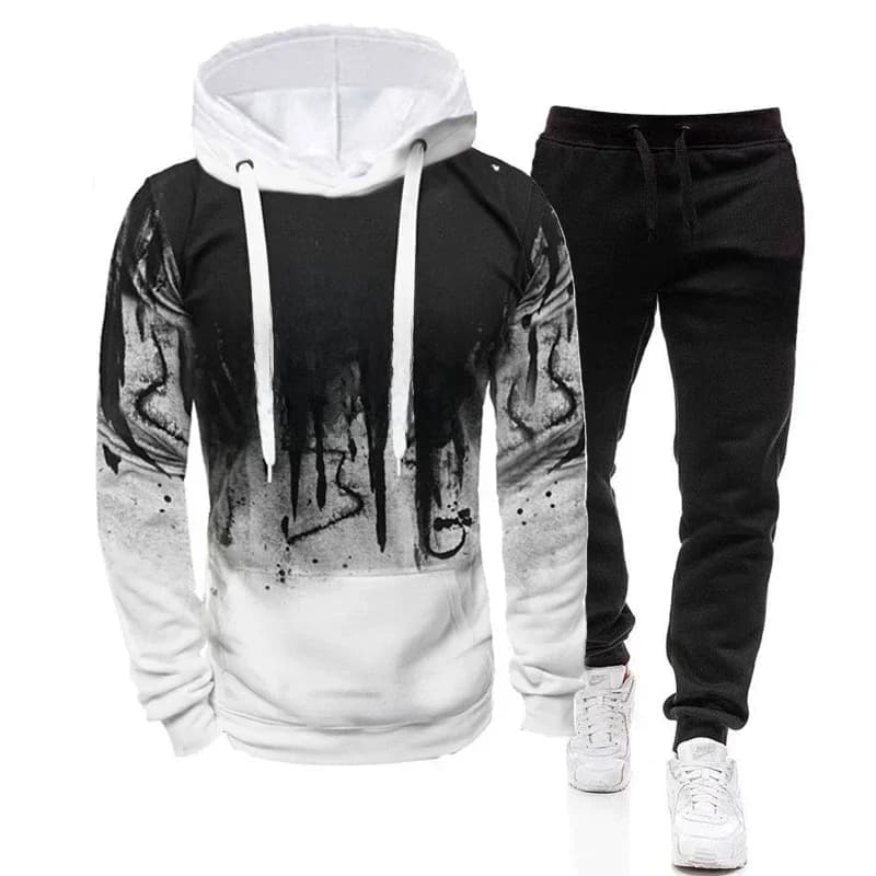 Sweat-shirt à capuche décontracté pour hommes, haut à la mode, confortable, automne hiver, tenue quotidienne, pantalons de survêtement de sport,